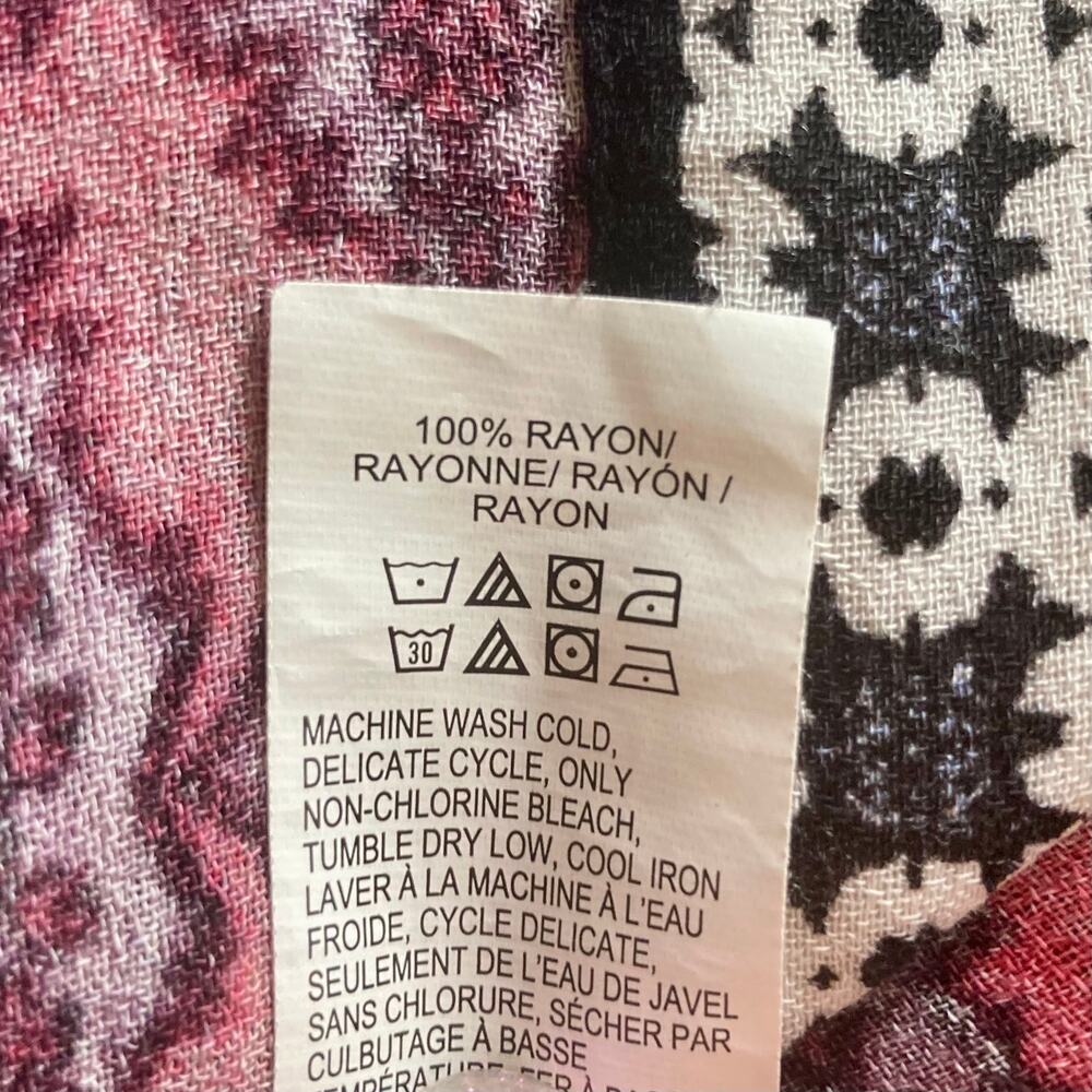 Lucky Brand colorful boho blouse, womens size medium blue pink long sleeve top - Picture 6 of 6